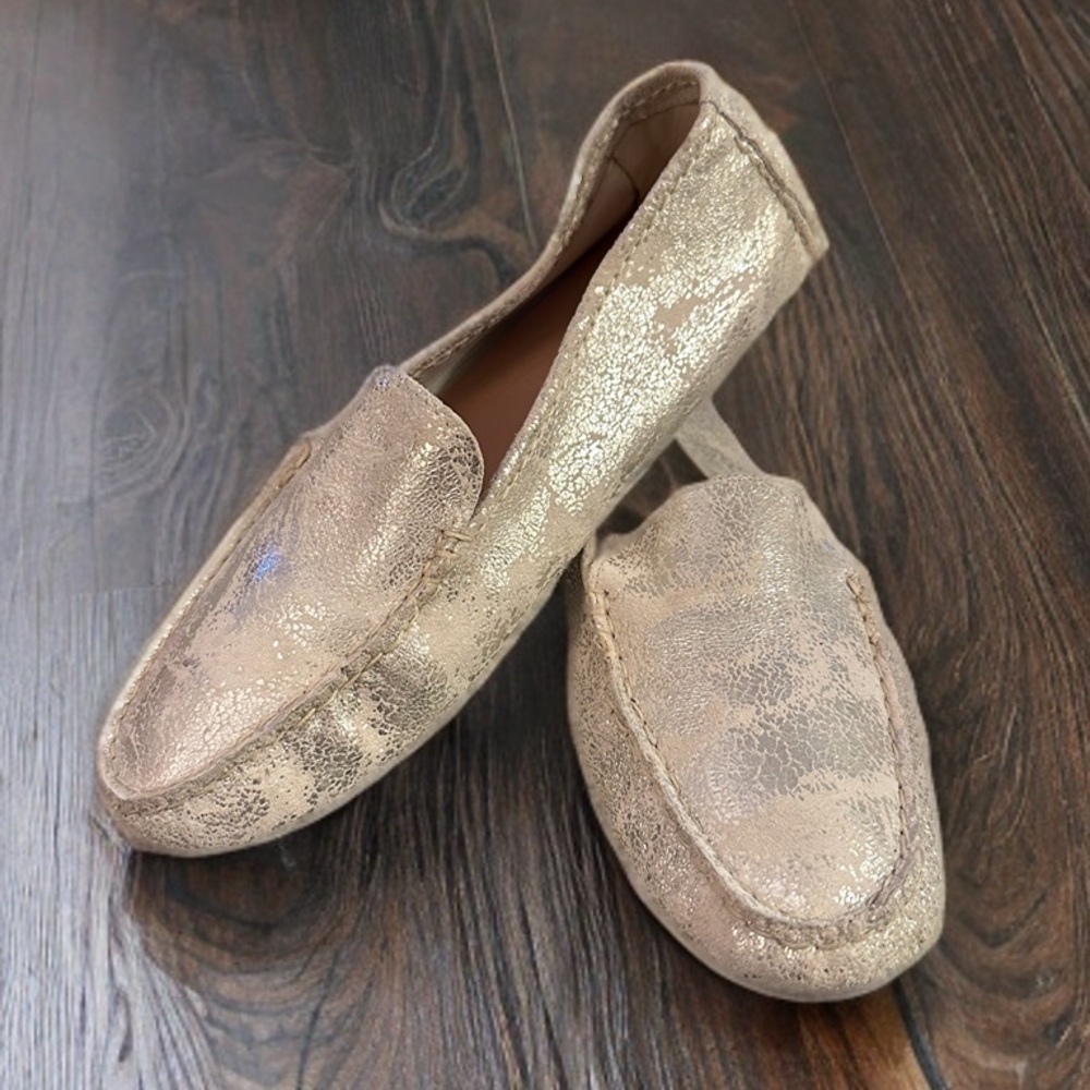 Sperry Silver Metallic Driving Moccasin, 9